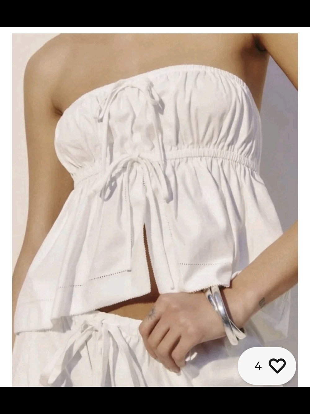 Reformation White Strapless Peplum Tie-Front Camisole